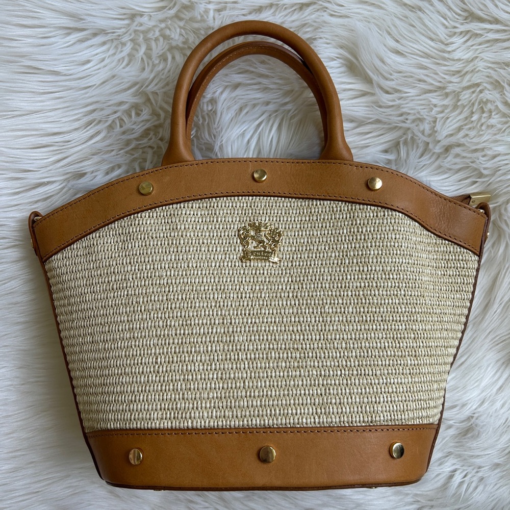 $395 Retail NWOT Pratesi Brown and Cream Women's Italian Tote Bag - Picture 9 of 10